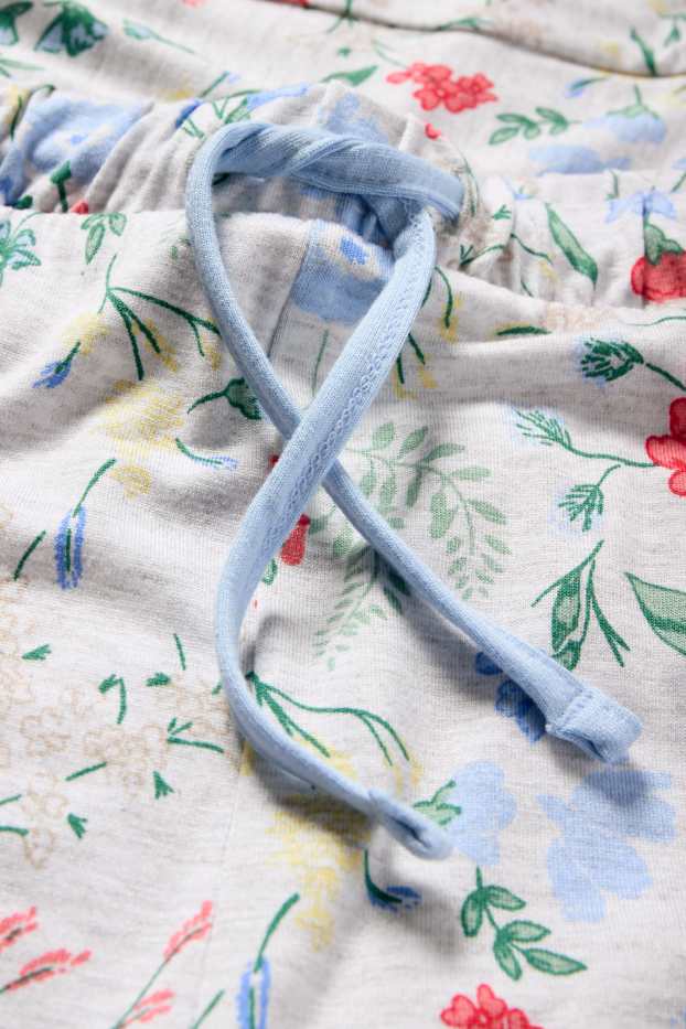 Mujer - Pantalón de pijama en viscosa - de flores - gris claro