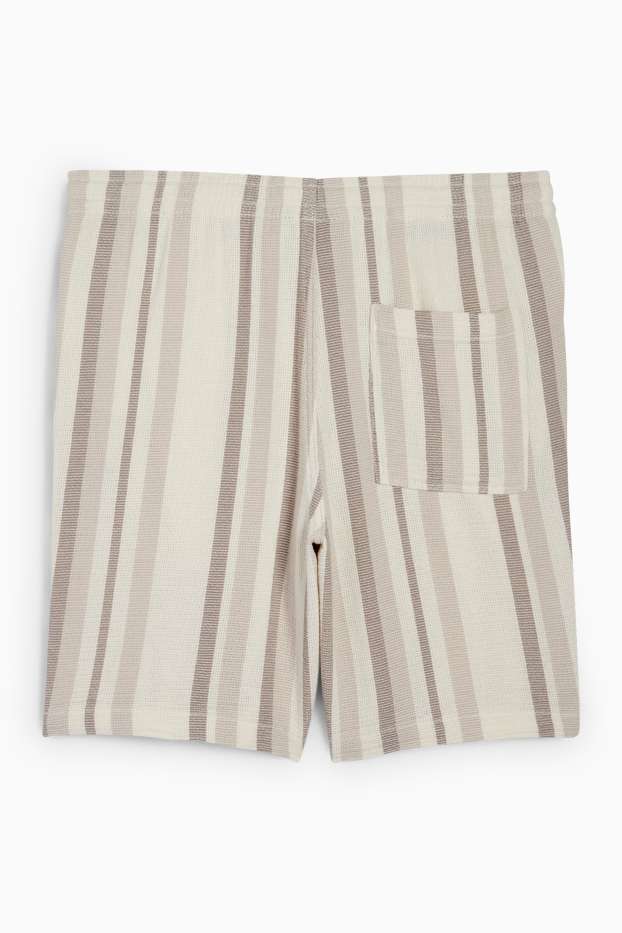 Herren - Shorts - gestreift - hellbeige