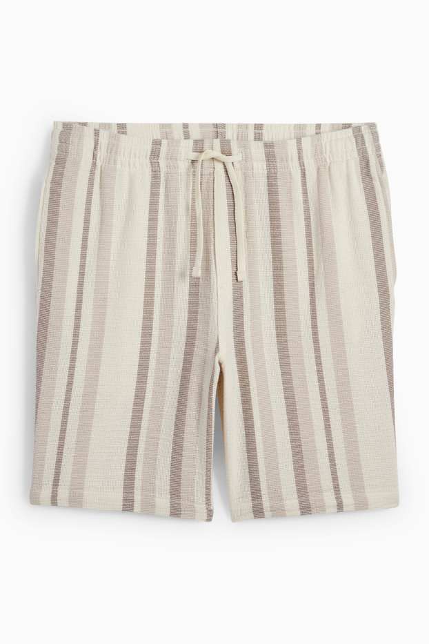 Herren - Shorts - gestreift - hellbeige