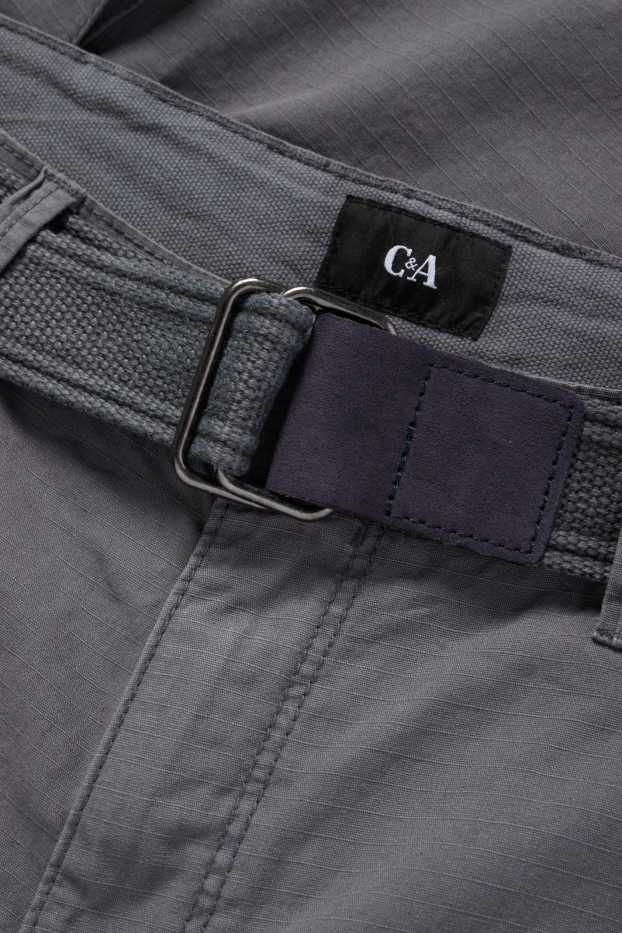 Herren - Cargoshorts mit Gürtel - dunkelgrau