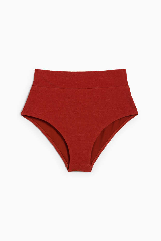 Damen - Bikini-Hose - High Waist - LYCRA® XTRA LIFE™ - strukturiert - dunkelrot