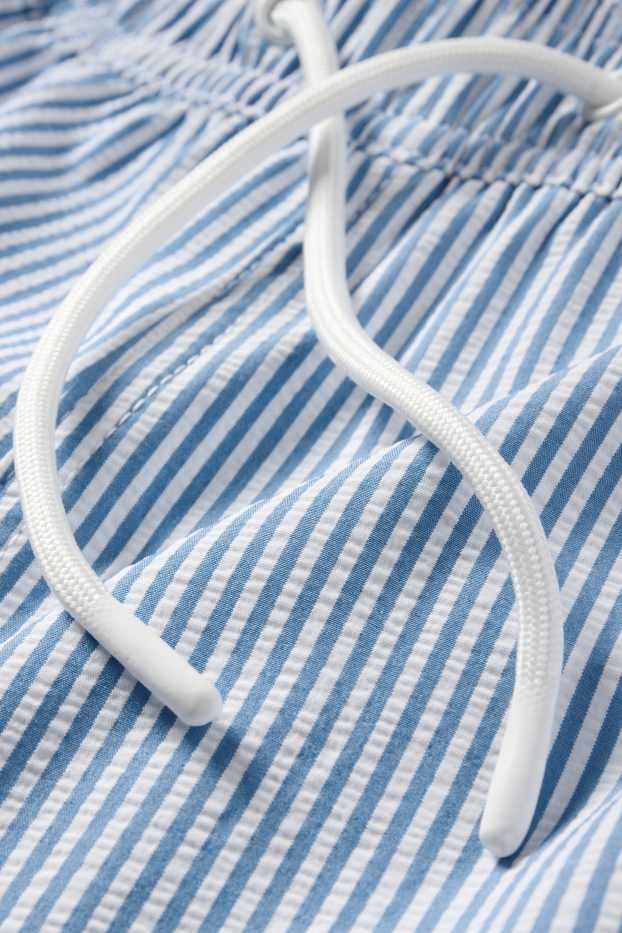 Hommes - Short de bain - à rayures - texturé - bleu clair