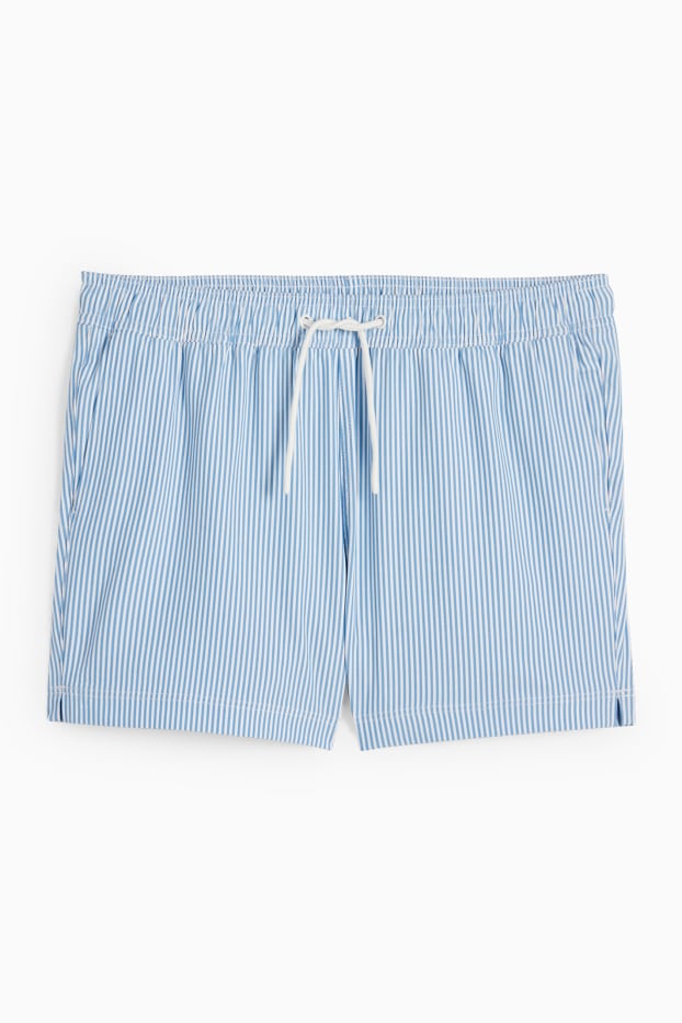 Hommes - Short de bain - à rayures - texturé - bleu clair