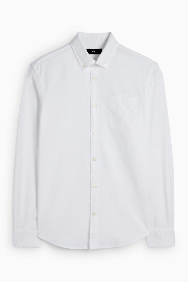 Herren - Hemd - Regular Fit - Button-down - weiss