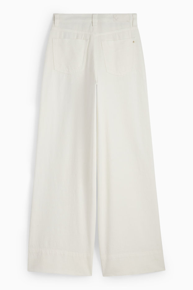 Damen - Wide Leg Jeans - Mid Waist - weiss