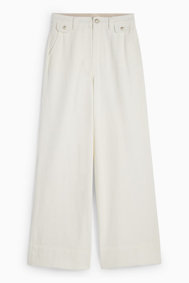 Damen - Wide Leg Jeans - Mid Waist - weiss