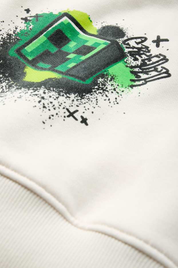 Děti - chlapci - Minecraft - mikina s kapucí - krémové barvy