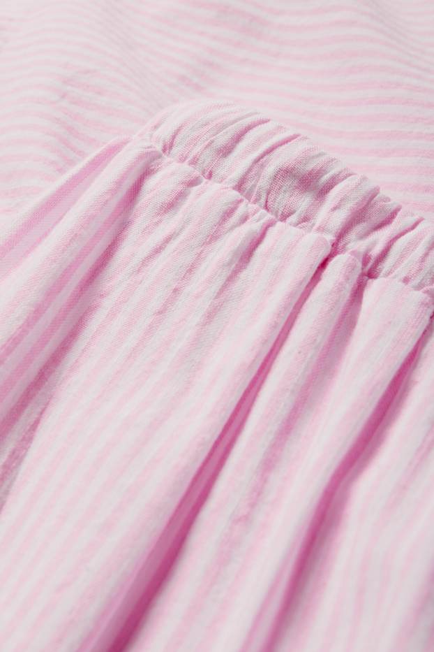 Enfants filles - Pantalon en tissu - palazzo - à rayures - blanc / rose