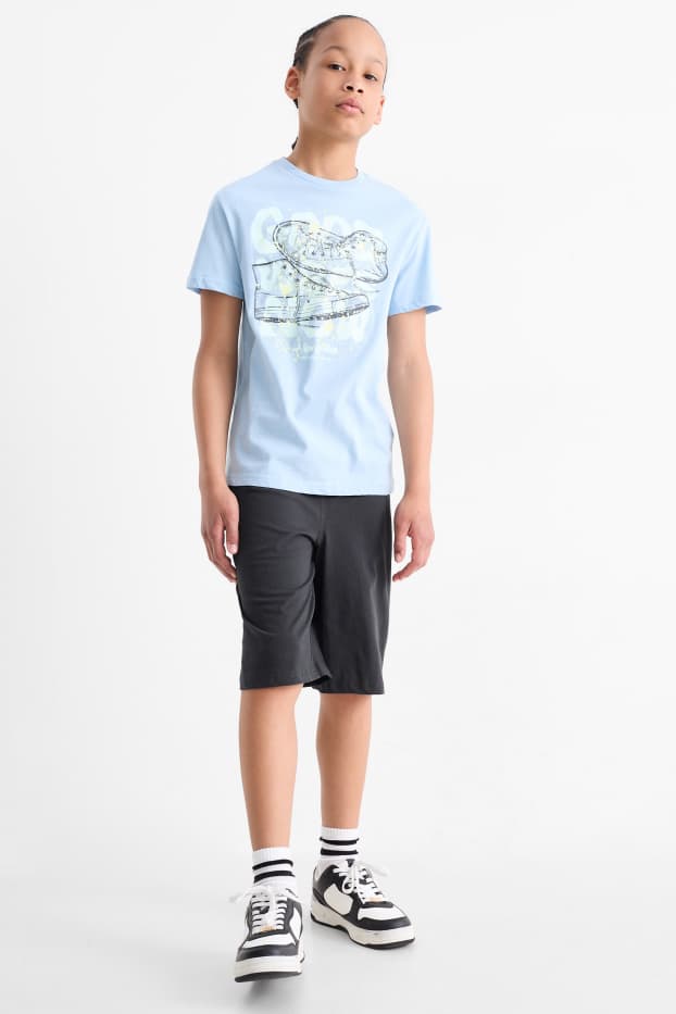 Children Boys - Trainers - set - short sleeve T-shirt and shorts - 2 piece - light blue