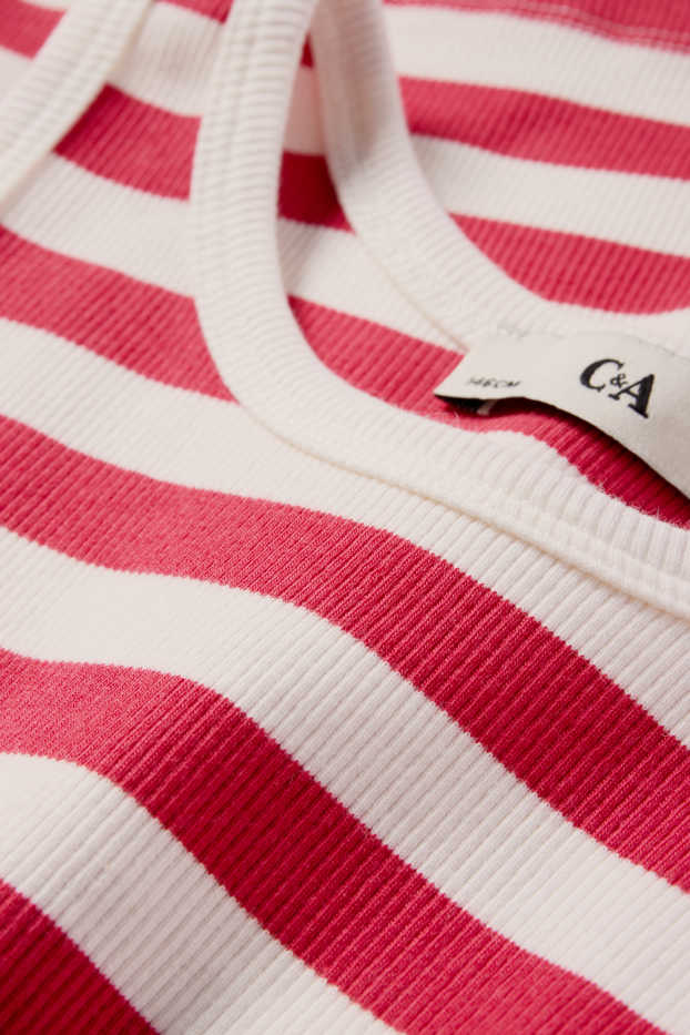 Enfants filles - Top - côtelé - à rayures - blanc / rouge