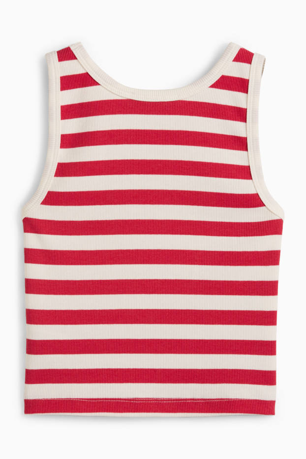Enfants filles - Top - côtelé - à rayures - blanc / rouge
