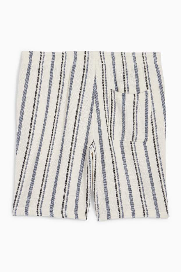 Hommes - Short - à rayures - blanc crème