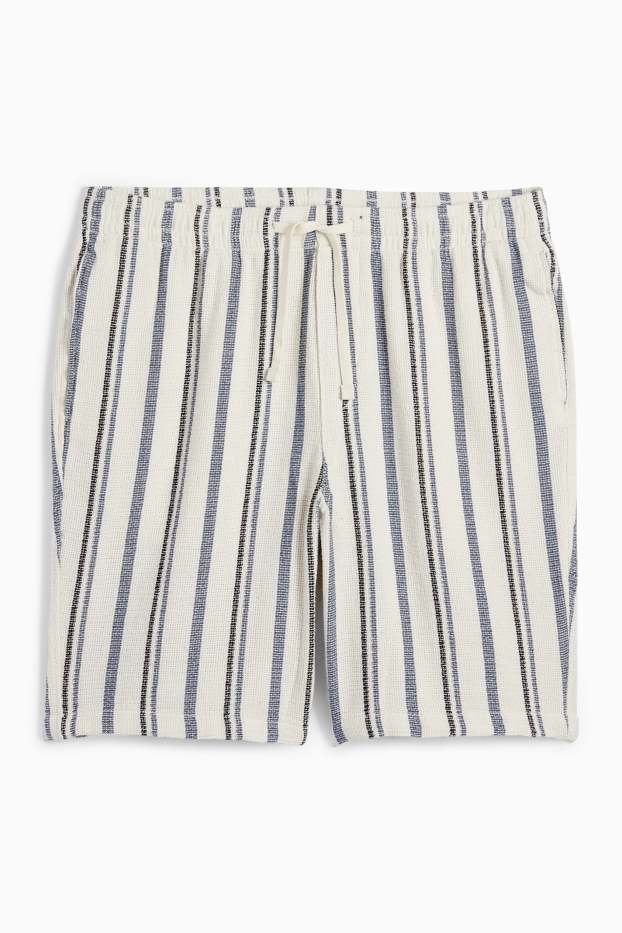 Hommes - Short - à rayures - blanc crème