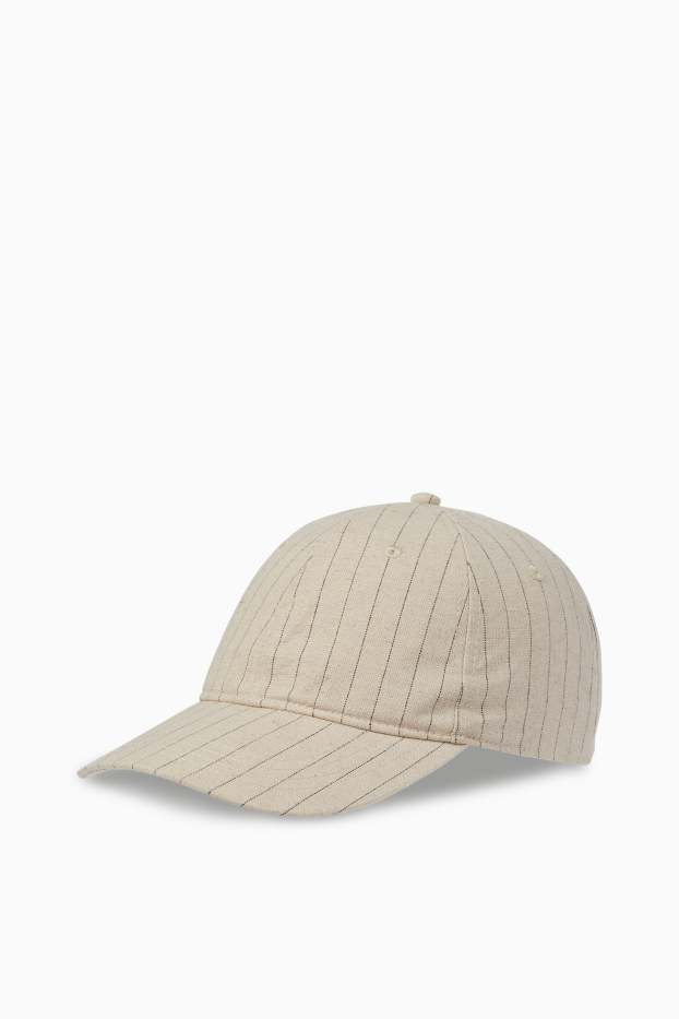 Men - Cap - pinstripes - light beige