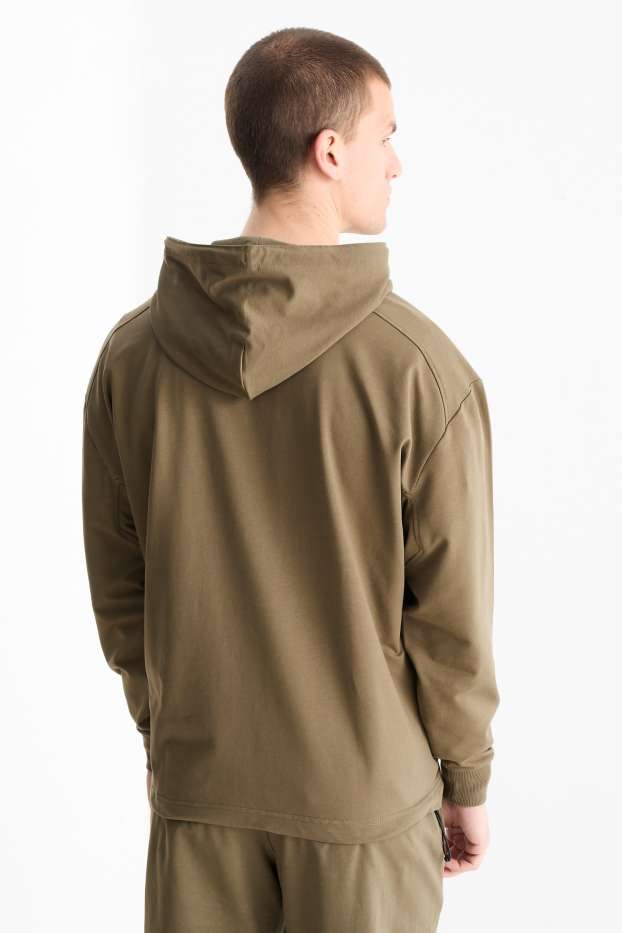 Hommes - Sweat à capuche de sport oversize - marron foncé