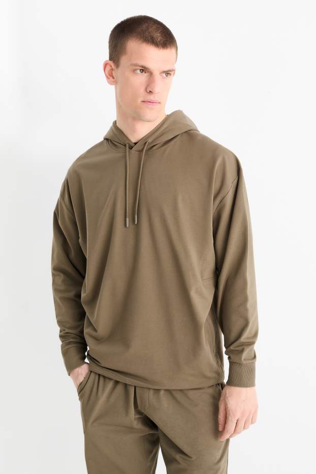 Hommes - Sweat à capuche de sport oversize - marron foncé