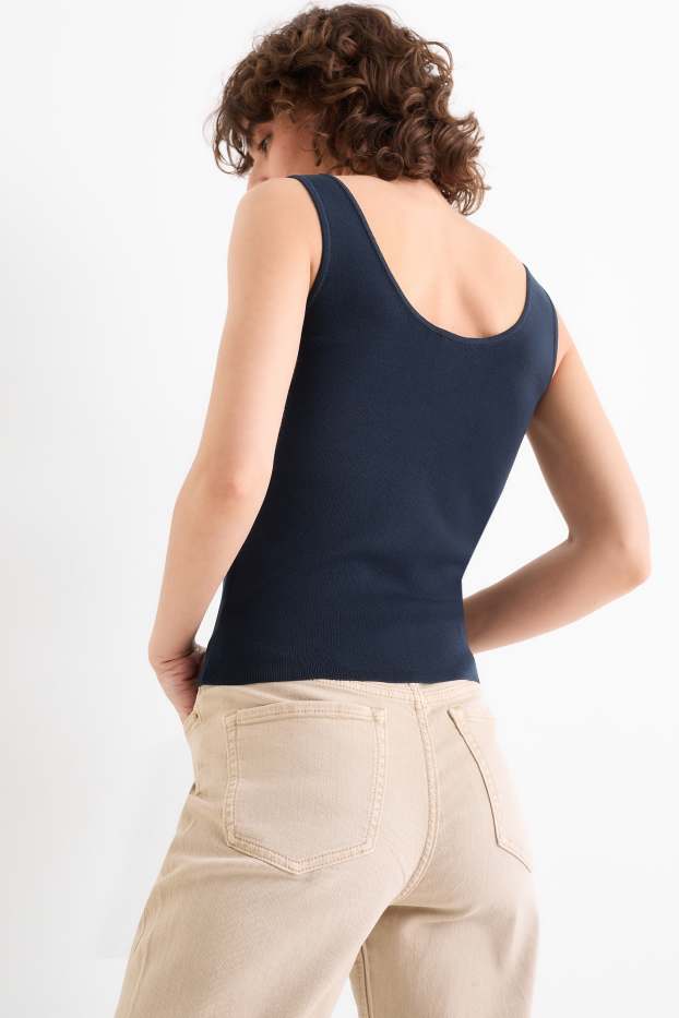 Women - Knitted top - dark blue