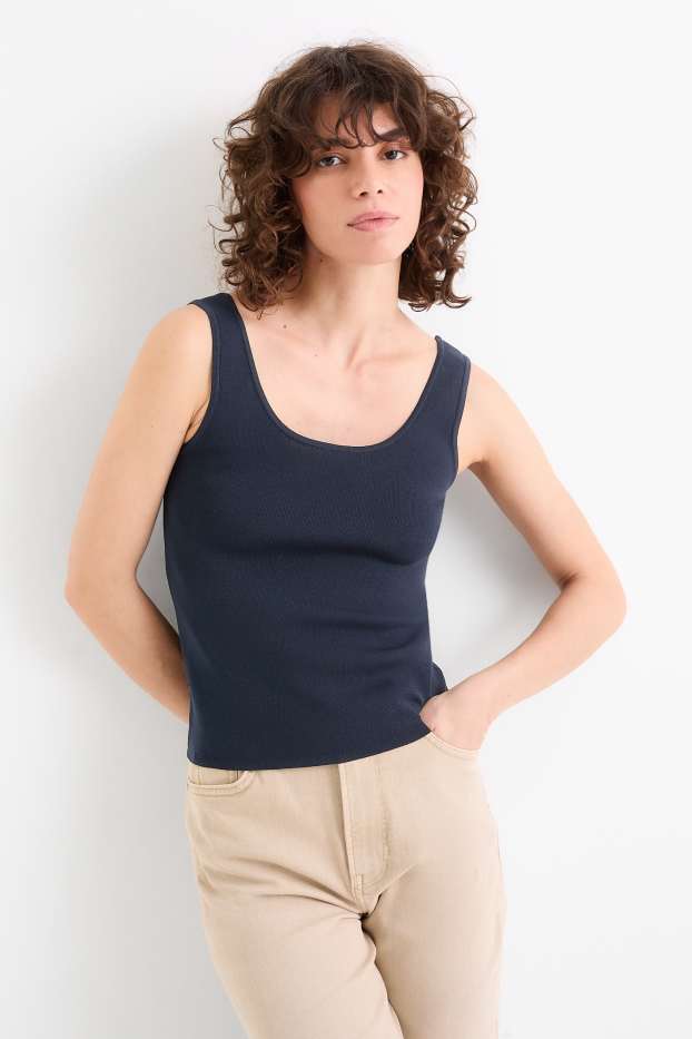 Women - Knitted top - dark blue