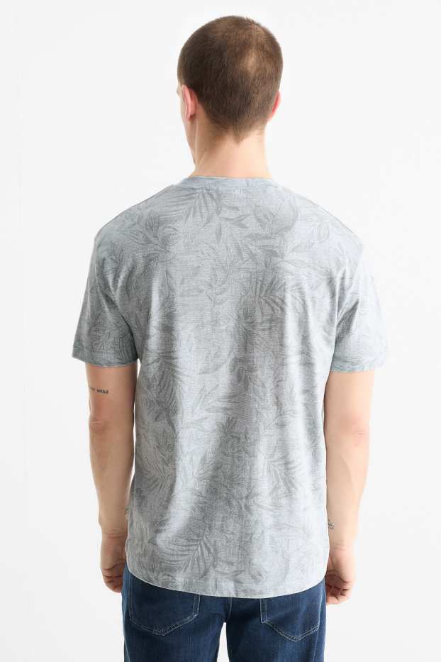 Heren - T-shirt - relaxed fit - met patroon - lichtblauw