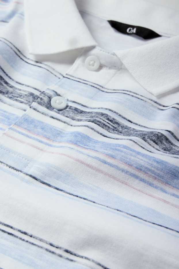 Men - Polo shirt - striped - white / blue