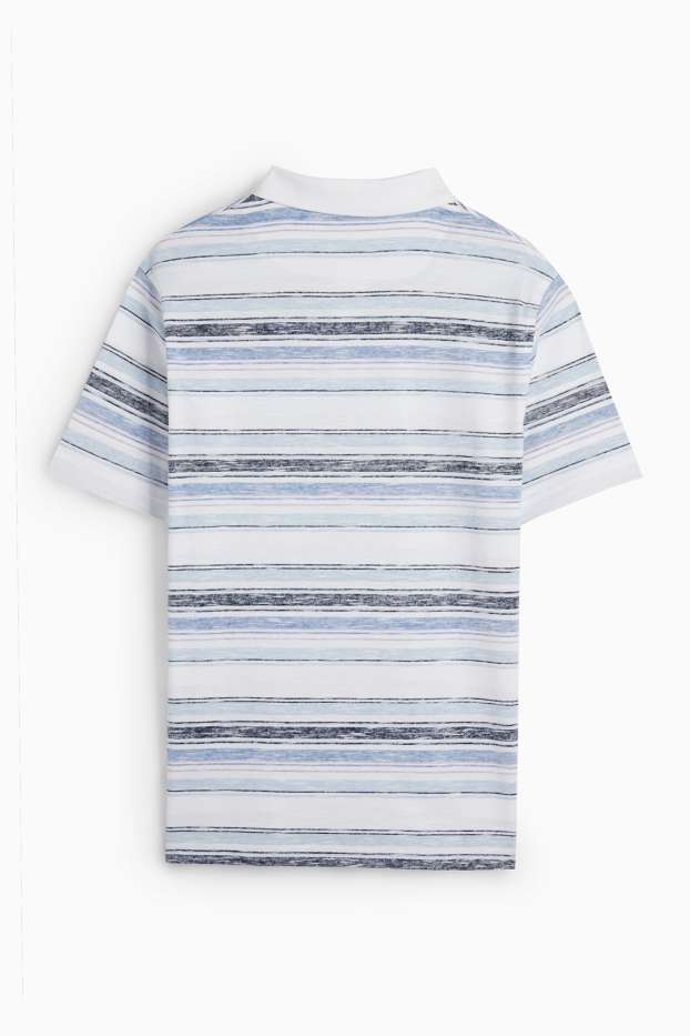 Men - Polo shirt - striped - white / blue