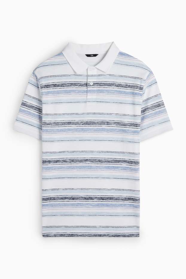 Men - Polo shirt - striped - white / blue
