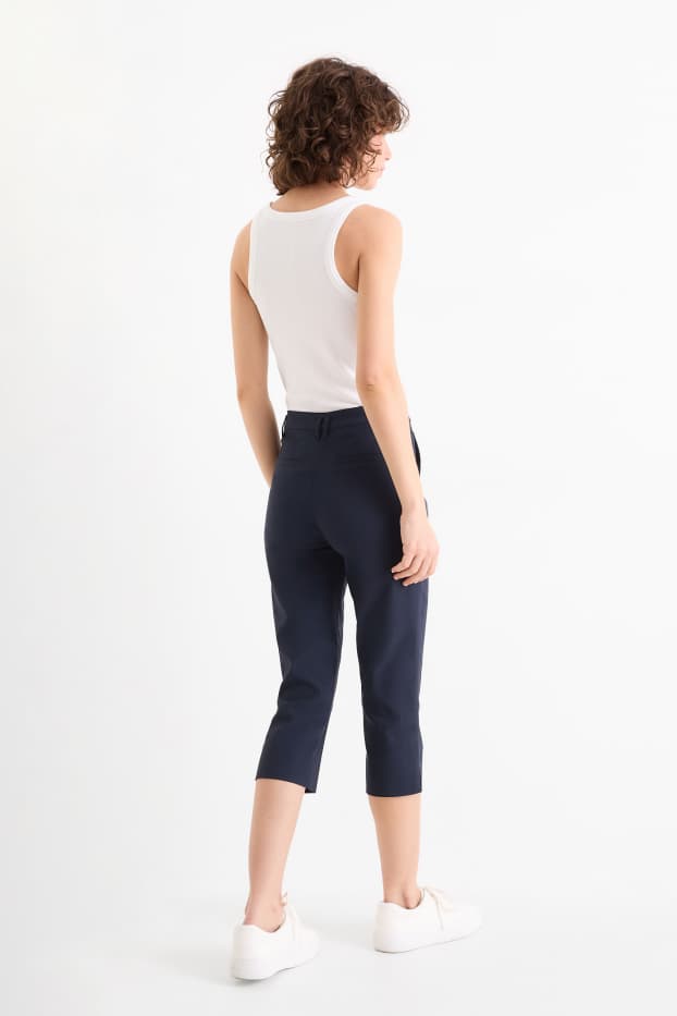 Damen - Caprihose - Mid Waist - Slim Fit - dunkelblau