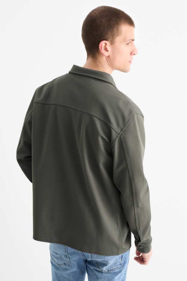 Hommes - Veste-chemise - relaxed fit - col kent - texturée - gris