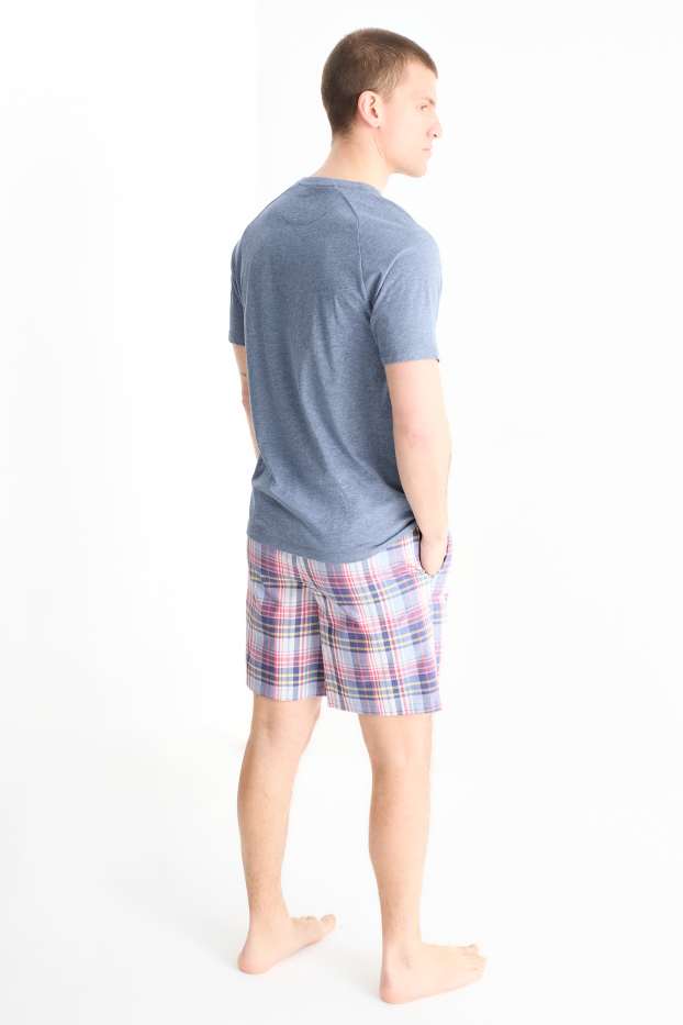 Herren - Shorty-Pyjama - blau-melange