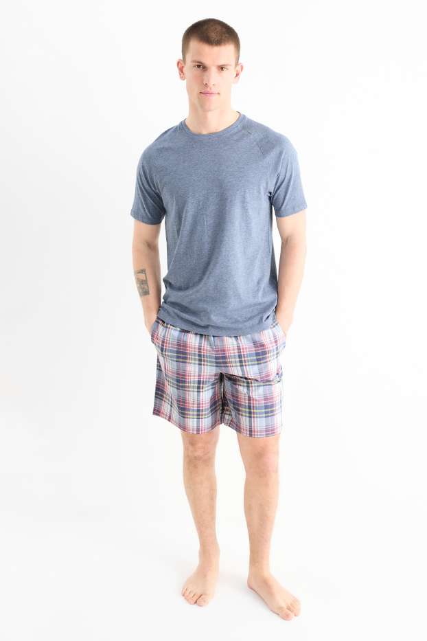 Herren - Shorty-Pyjama - blau-melange