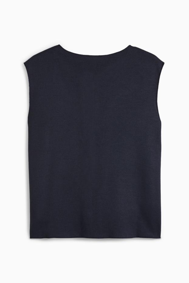 Dames - Gebreid vest - donkerblauw