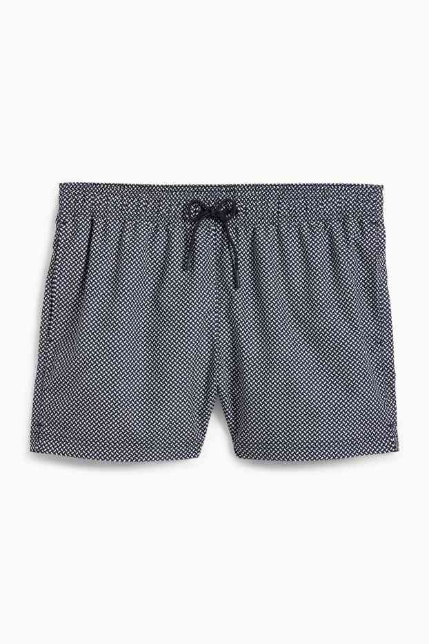 Herren - Badeshorts - Minimal-Print - dunkelblau