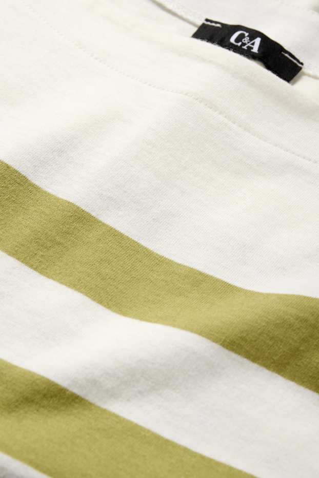 Dámské - Tričko - relaxed fit - pruhované - bílá/zelená