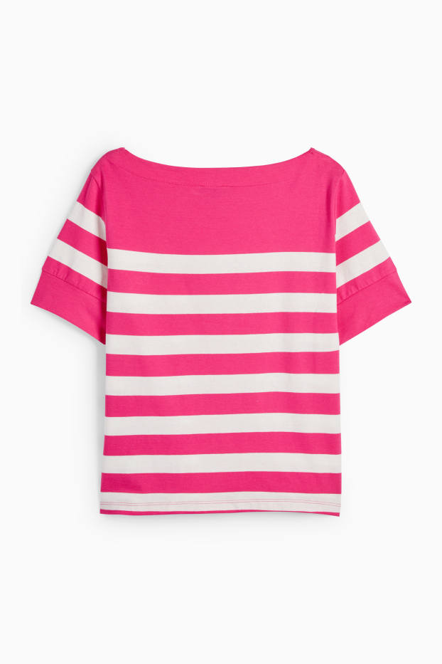 Donna - T-shirt - relaxed fit - a righe - fucsia