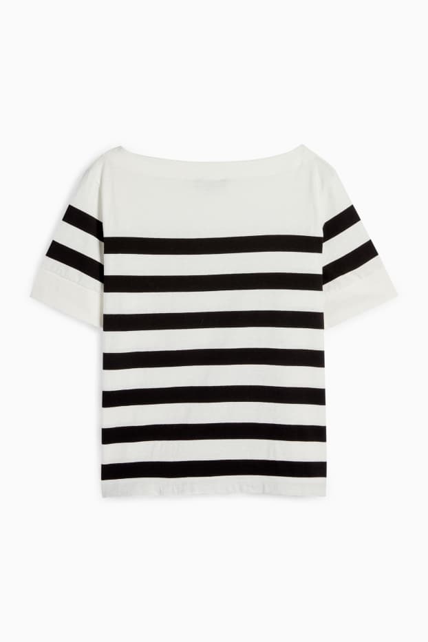 Femmes - T-shirt - relaxed fit - à rayures - blanc / noir