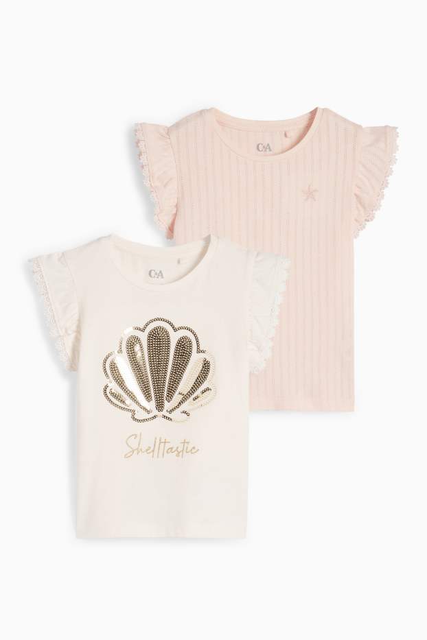 Nena - Paquet de 2 - petxina i estrella de mar - samarreta de màniga curta - blanc trencat