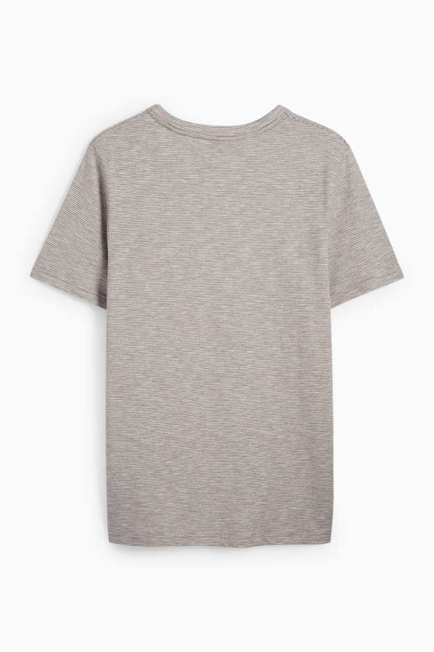 Uomo - Maglia serafino - regular fit - a righe - tessuto tramato - grigio scuro