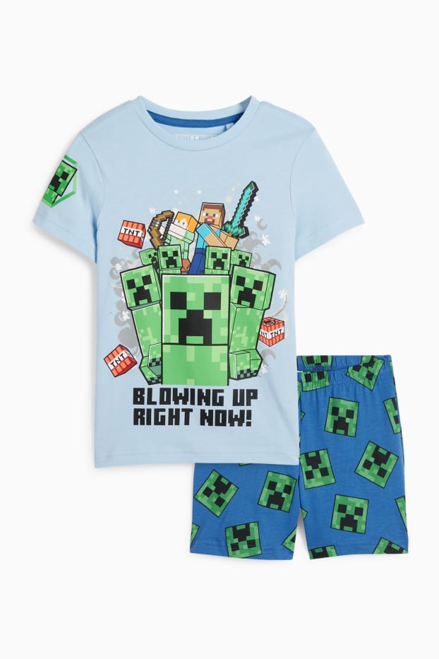 Enfants garçons - Minecraft - pyjashort - 2 pièces - bleu clair