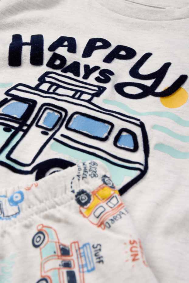 Kinderen: jongens - Camping - shortama - 2-delig - crème wit