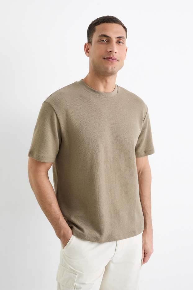 Hommes - T-shirt - relaxed fit - taupe