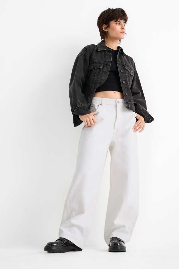 Dámské - Balloon jeans - mid waist - bílá