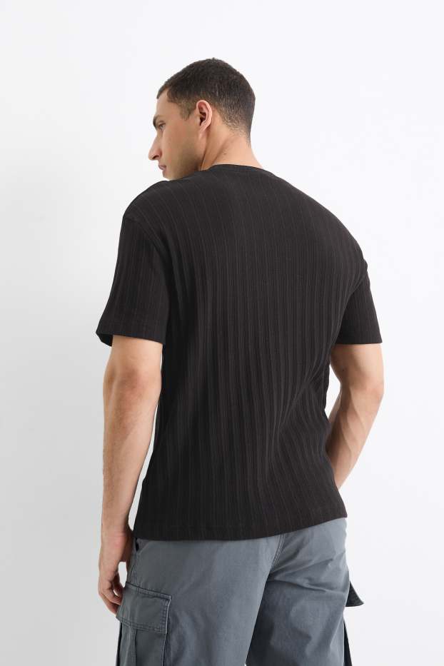 Home - Samarreta de màniga curta - relaxed fit - acanalada - negre