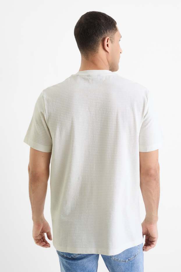 Herren - T-Shirt - Regular Fit - strukturiert - weiß