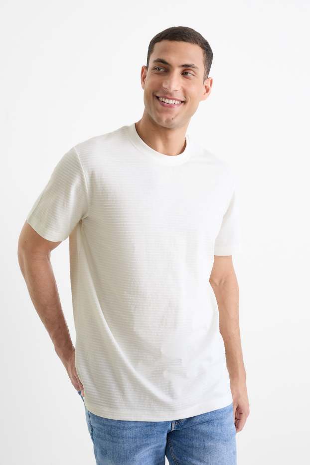 Herren - T-Shirt - Regular Fit - strukturiert - weiß