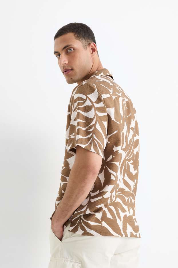 Herren - Hemd - Regular Fit - Reverskragen - gemustert - braun / beige