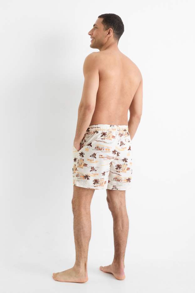 Hommes - Short de bain - à motif - blanc crème