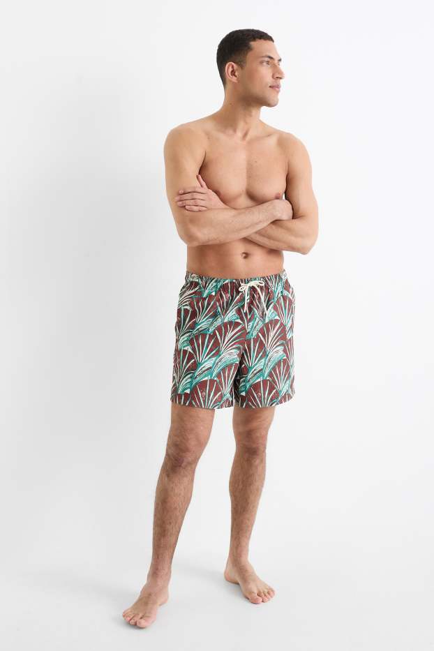 Herren - Badeshorts - gemustert - braun