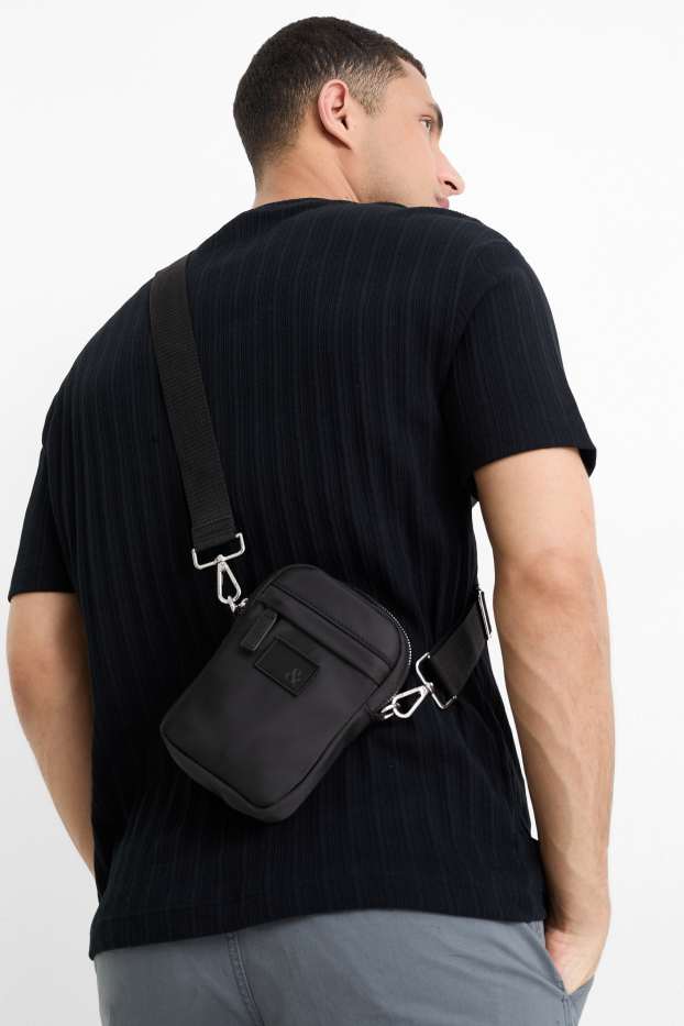 Herren - Kleine Umhängetasche mit abnehmbarem Taschengurt - schwarz