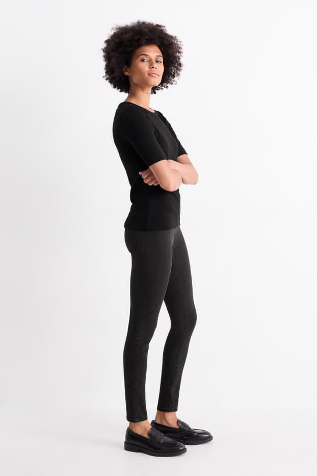 Dámské - Džegíny - mid waist - skinny fit - džíny - tmavošedé