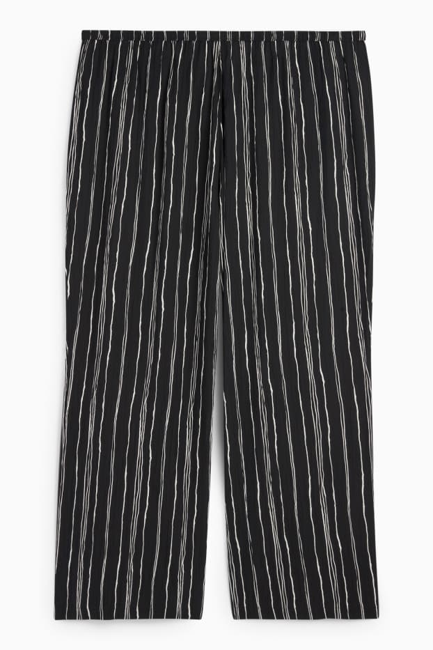 Women - Cloth trousers - mid-rise waist - wide leg - striped - black